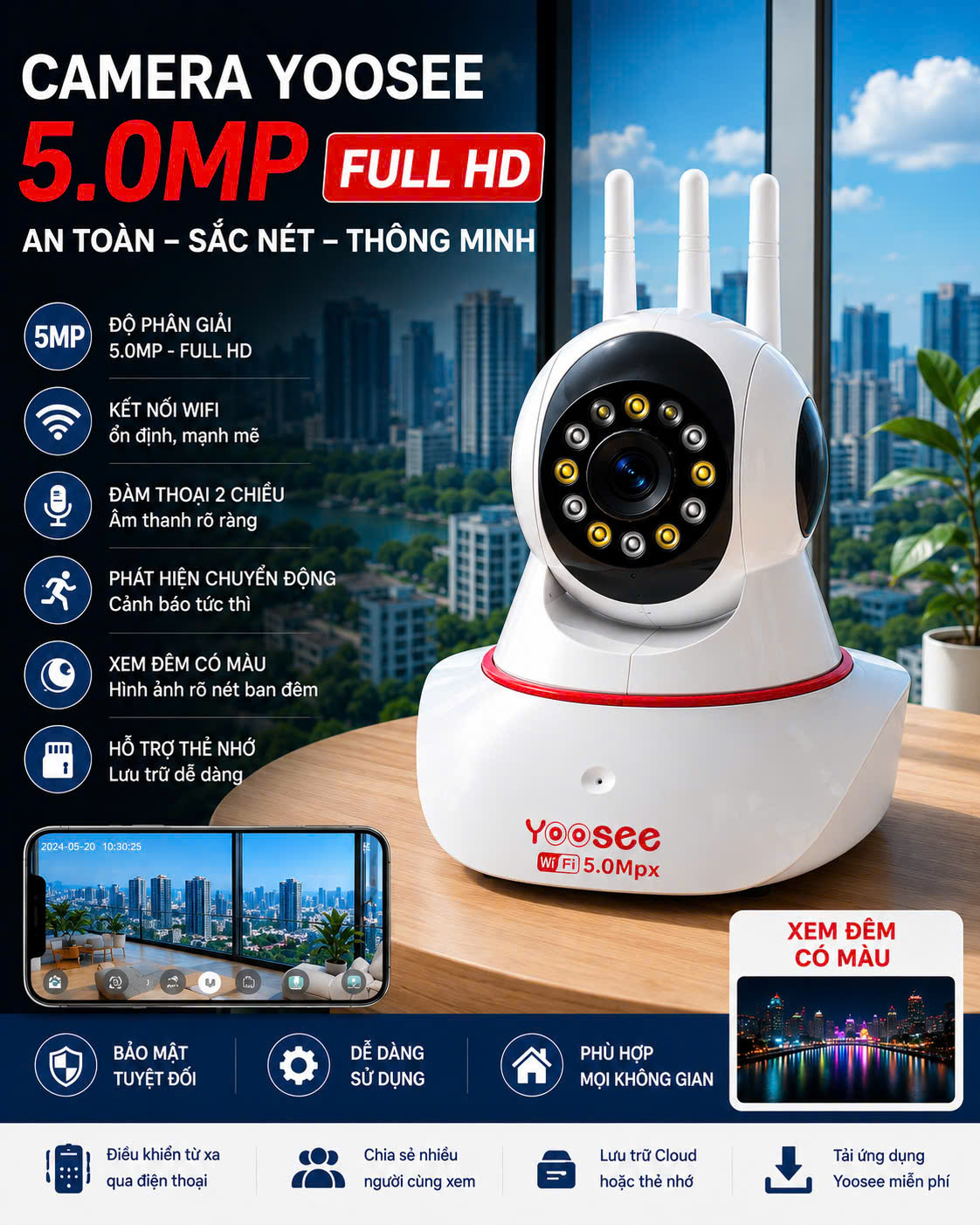 Camera Ip Yoosee 5.0 Mpx Quadhd