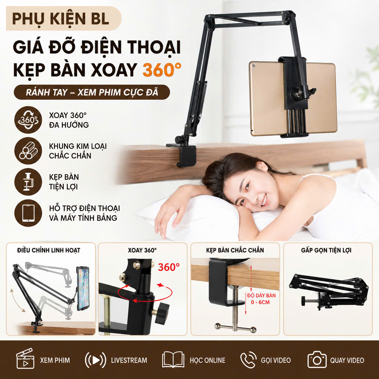 Giá đỡ điện Thoại Máy Tính Bảng đa Năng