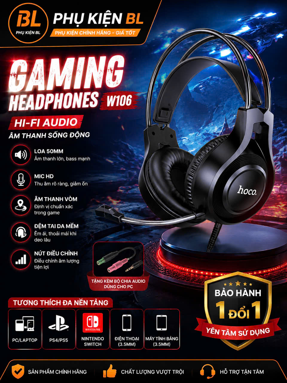 Tai Nghe Gaming Hoco W106